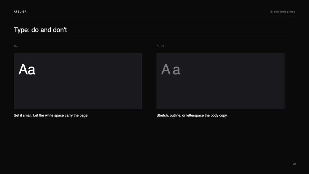 Atelier Brand Guidelines slide